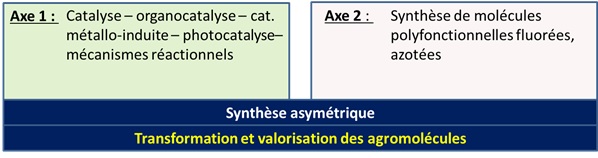 schéma synthèse asymétrique et/ou transf et valorisation des agromolécules