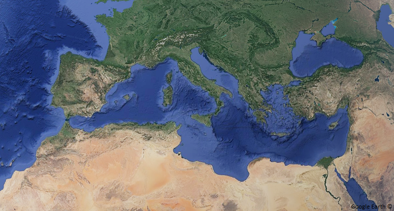 Carte Europe et zone méditerranée