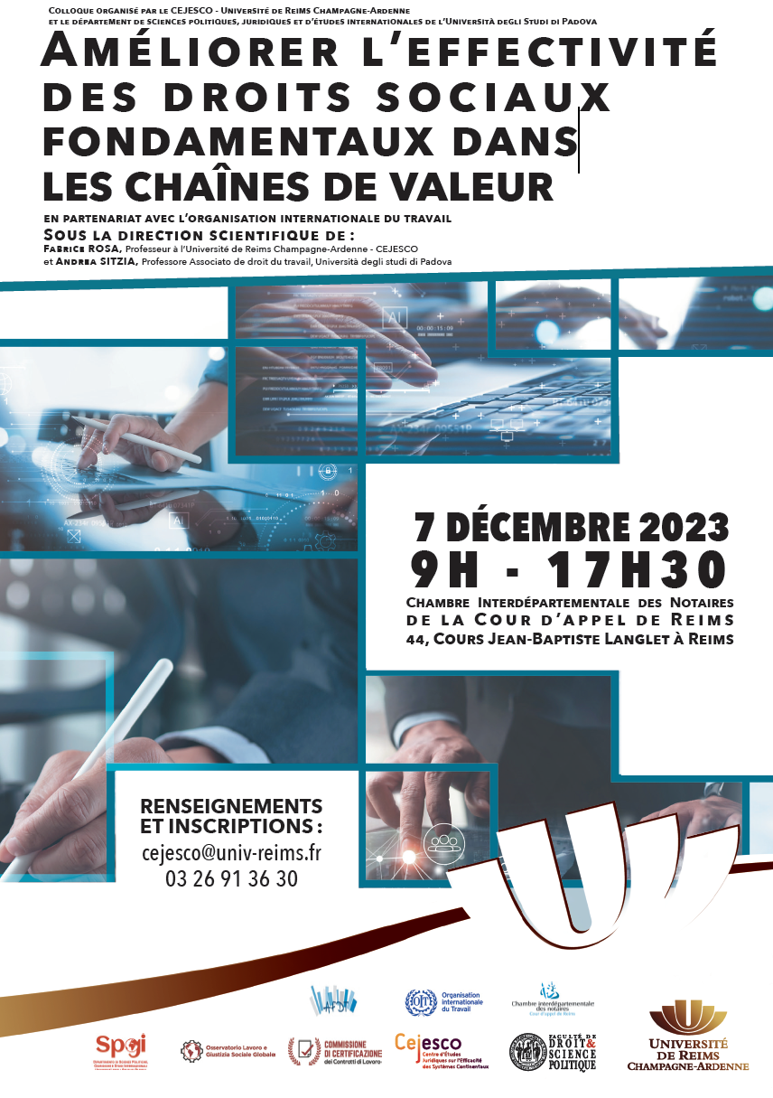 Colloque "Améliorer l’effectivité des droits sociaux fondamentaux dans les chaînes de valeur"