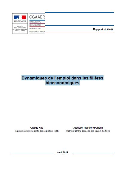 1ere page du rapport "Dynamiques de l'emploi dans les filières bioéconomiques"