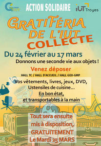 L'IUT Troyes organise une gratiferia le 25 mars - venez nombreux !