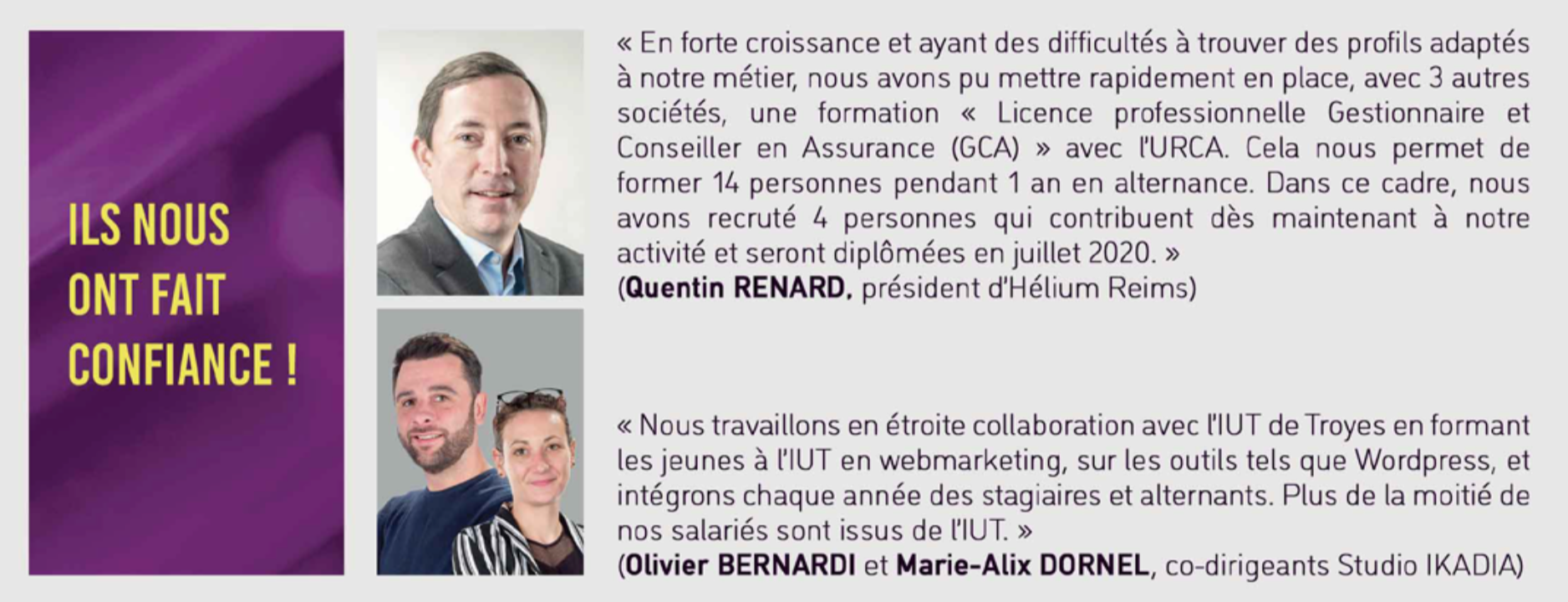 Ils nous ont fait confiance !