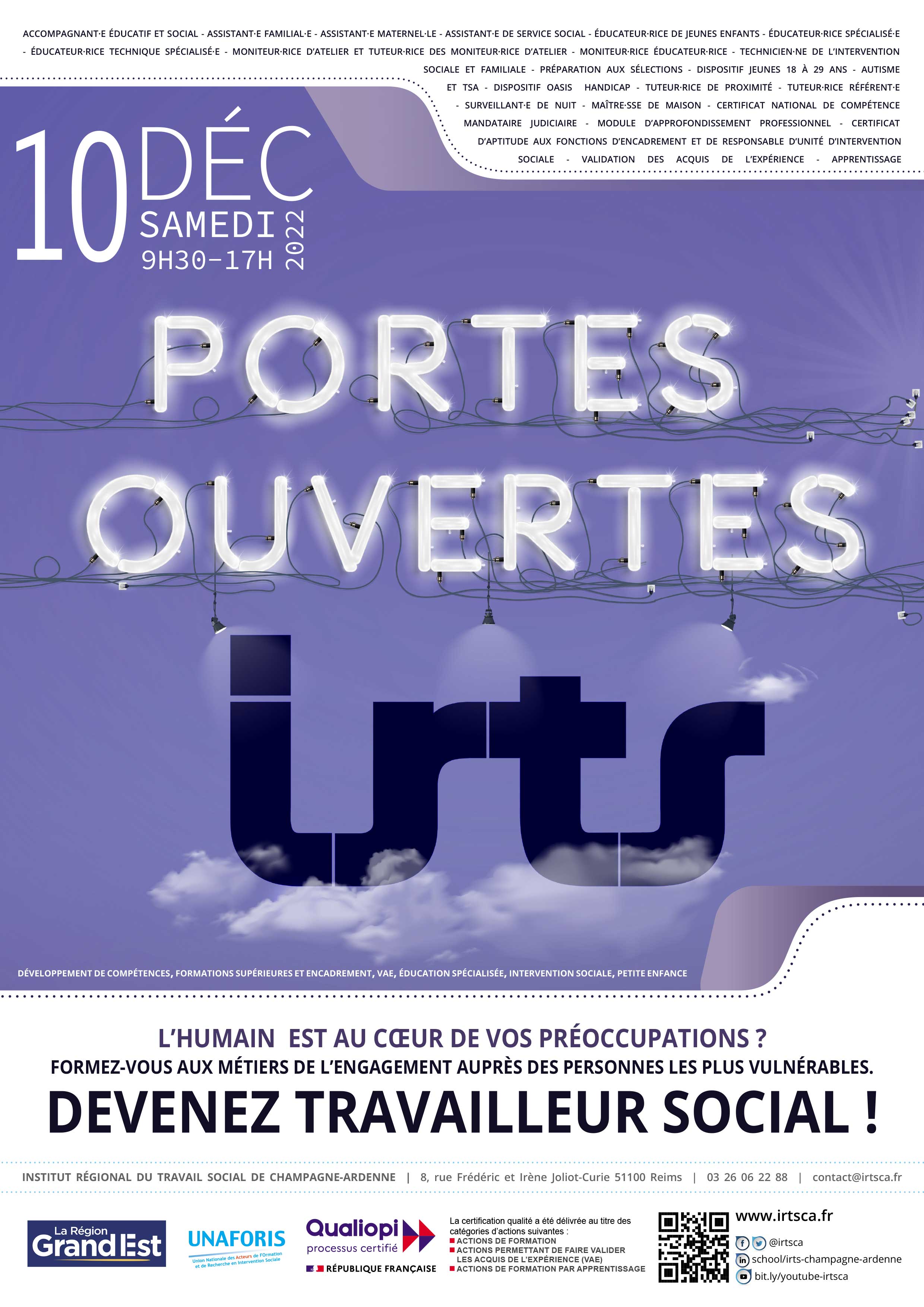 Affiche des journées portes ouvertes de l'IRTS