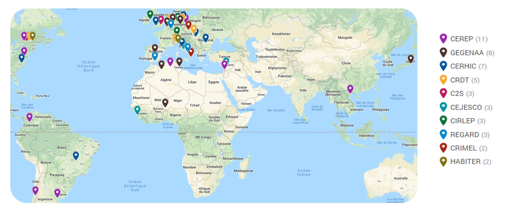 Carte des coopérations internationales en SHS
