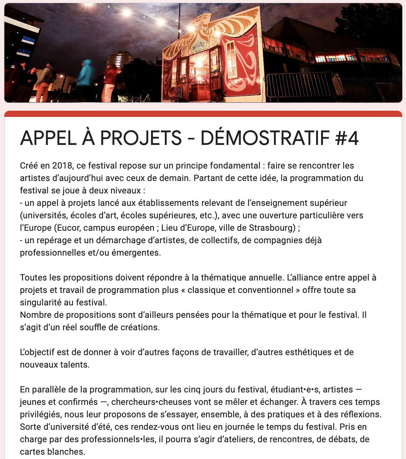 Appels à projets - Festival Démostratif - Association étudiante - Strasbourg 