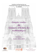 séminaire d'histoire des mathématiques