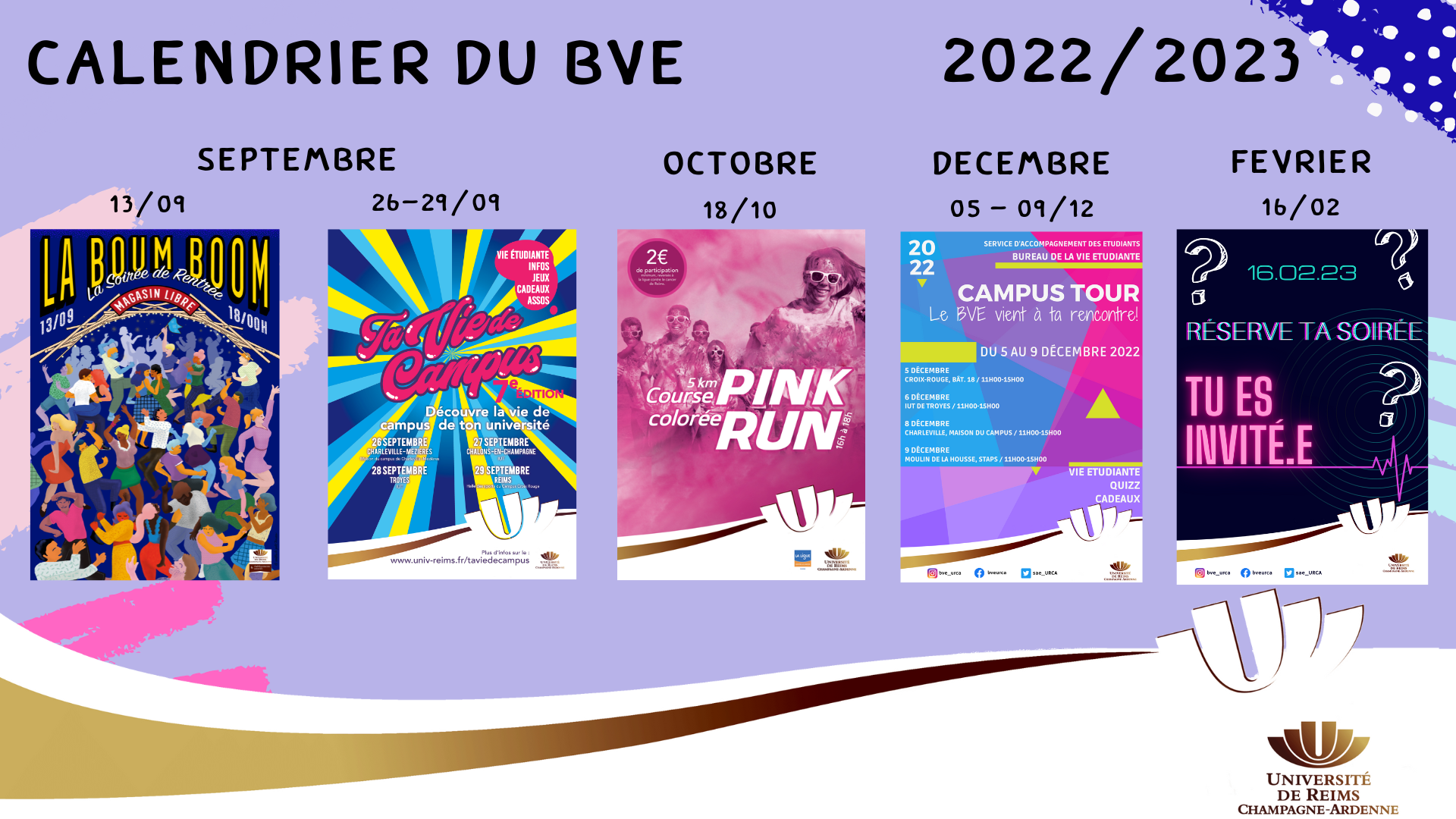 calendrier du BVE 2022/2023
