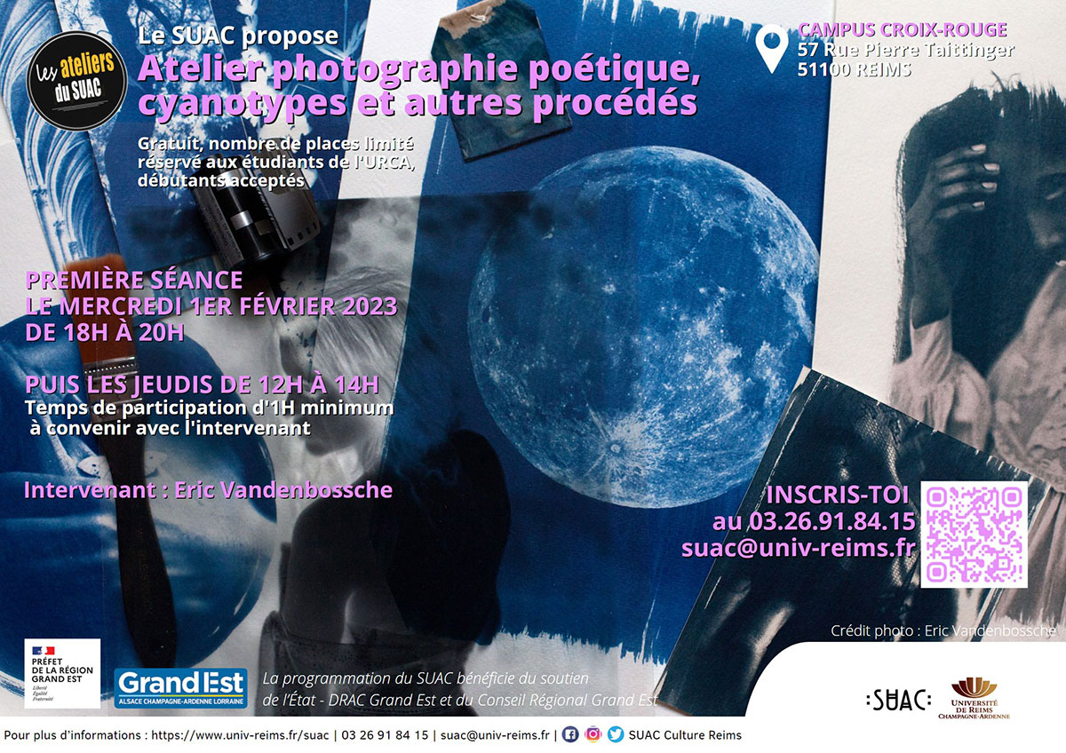 Affiche de l'atelier photographie poétique, cyanotype et autres procédés