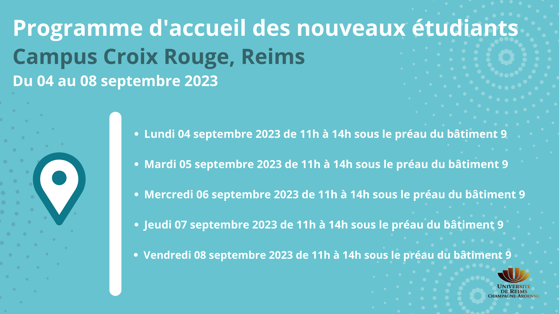 Programme acceuil des nouveaux étudiants 2023, Campus Croix Rouge 