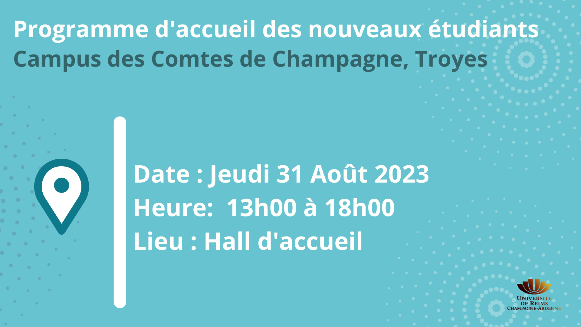 Programme acceuil des nouveaux étudiants 2023, Campus TROYES