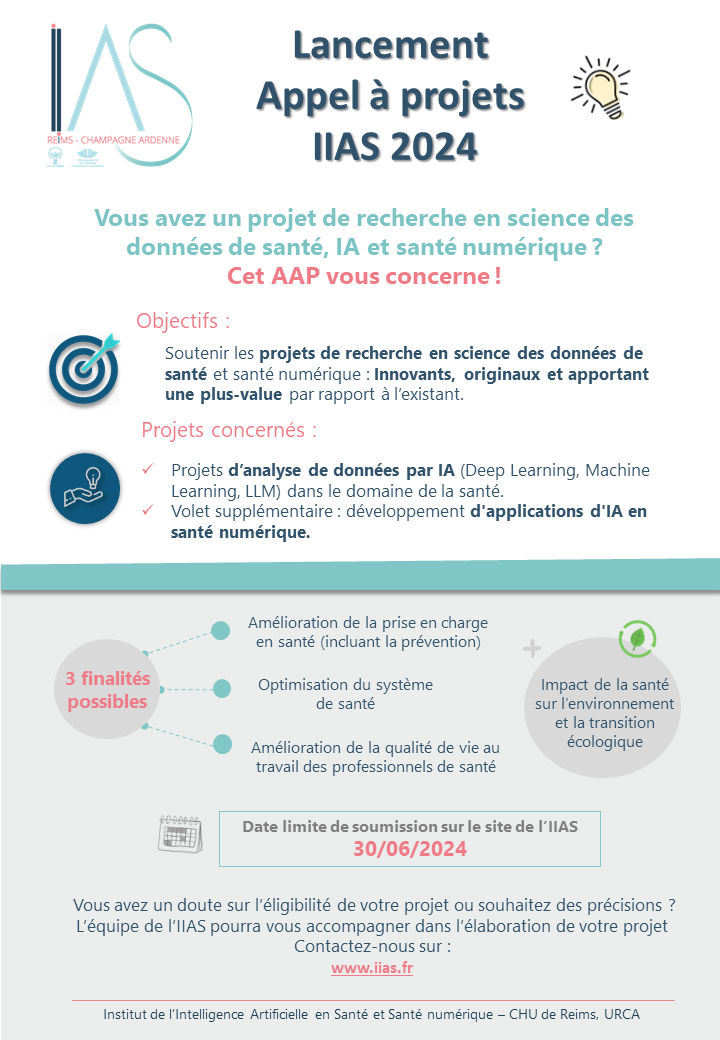 Appel à projets de recherche en science des données de santé, IA et santé numérique