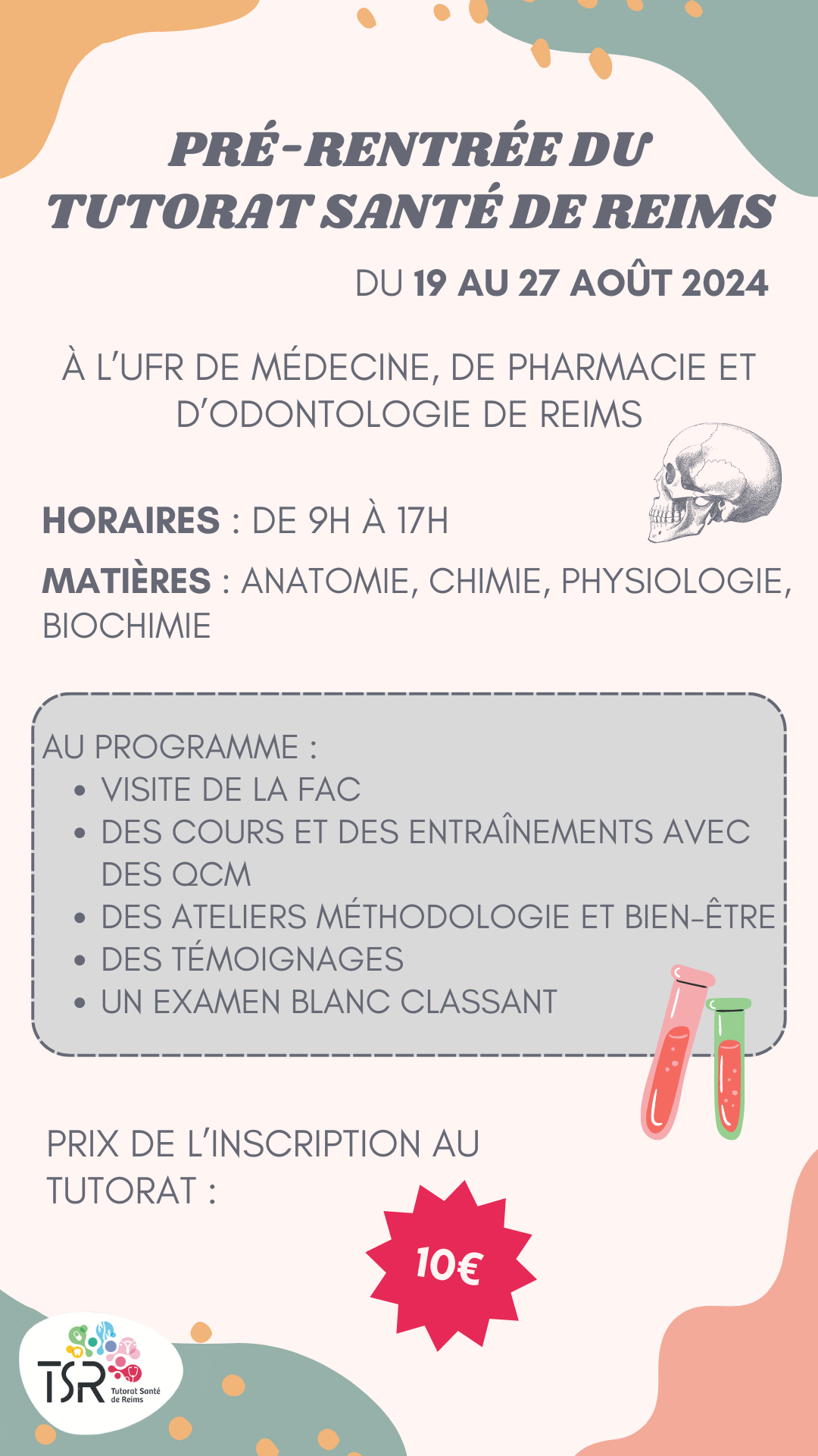 Pré-rentrée du Tutorat Santé de Reims du 19 au 27 aout