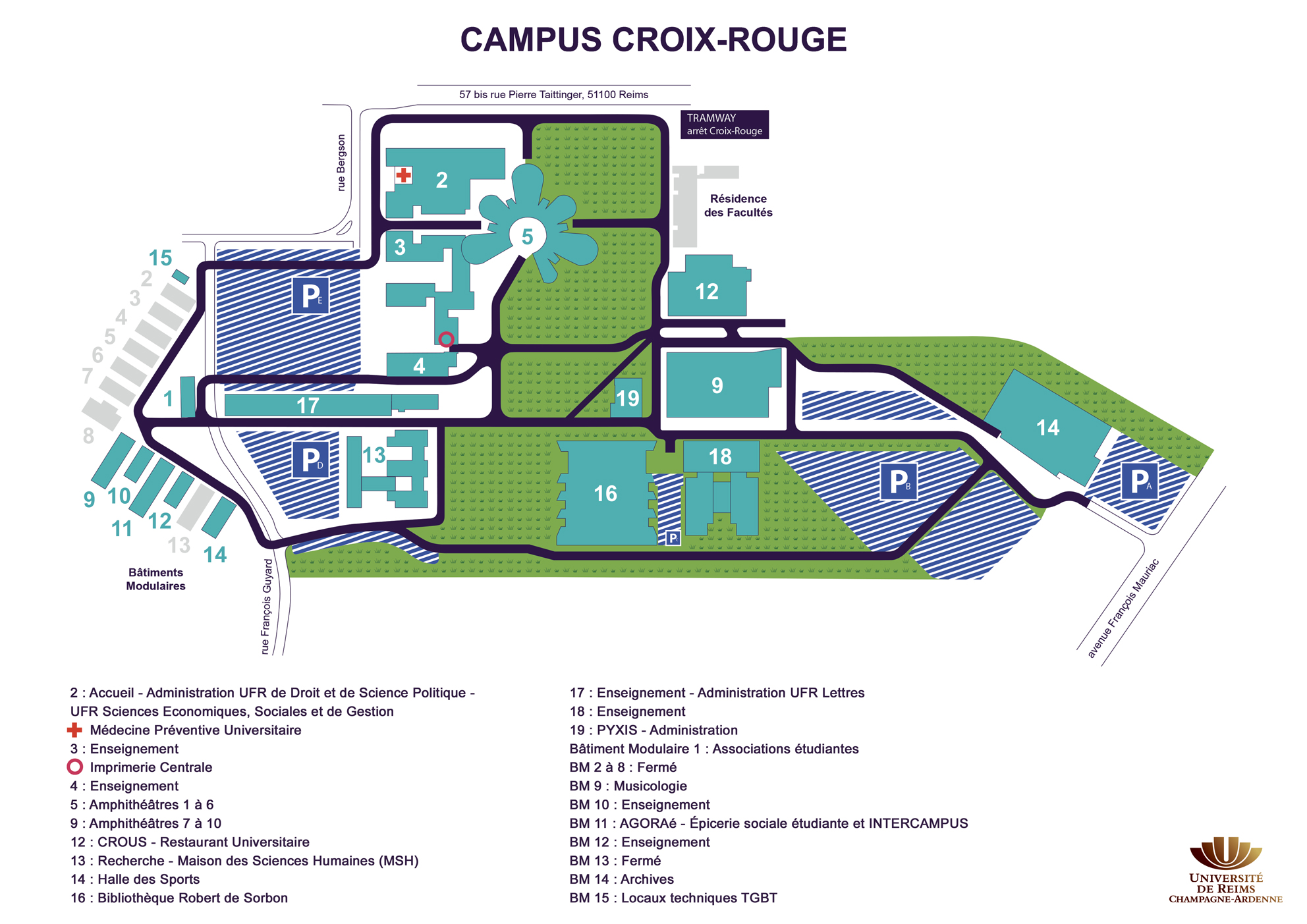 Plan du Campus Croix Rouge