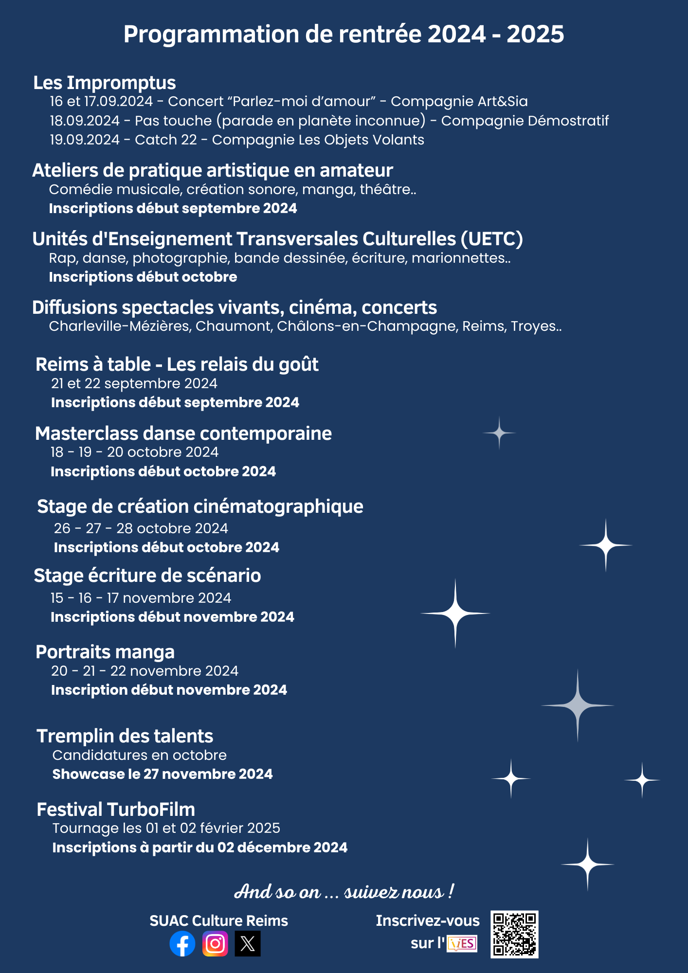 Programmation de rentrée du SUAC