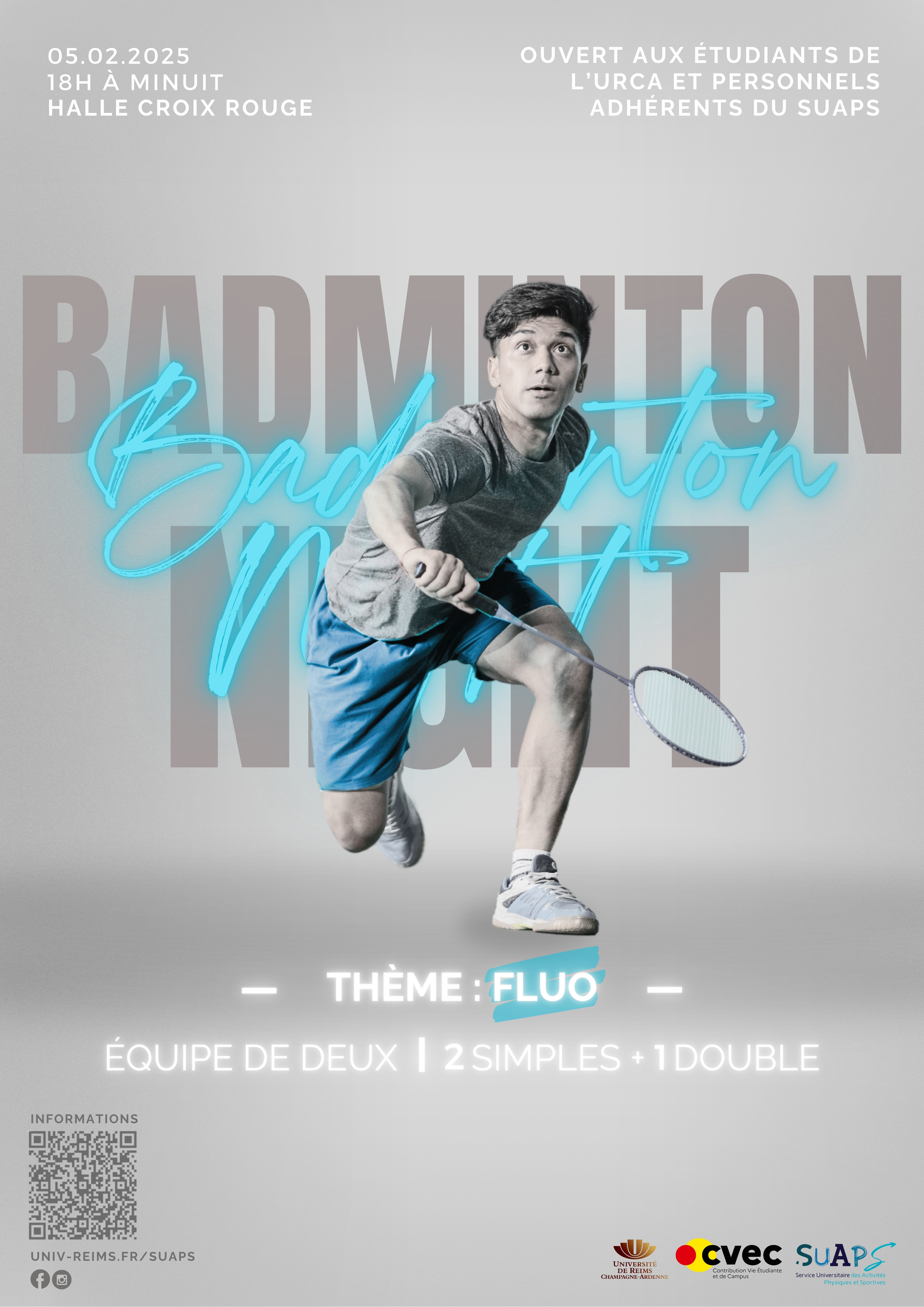 Nuit du Badminton sur le thème fluo