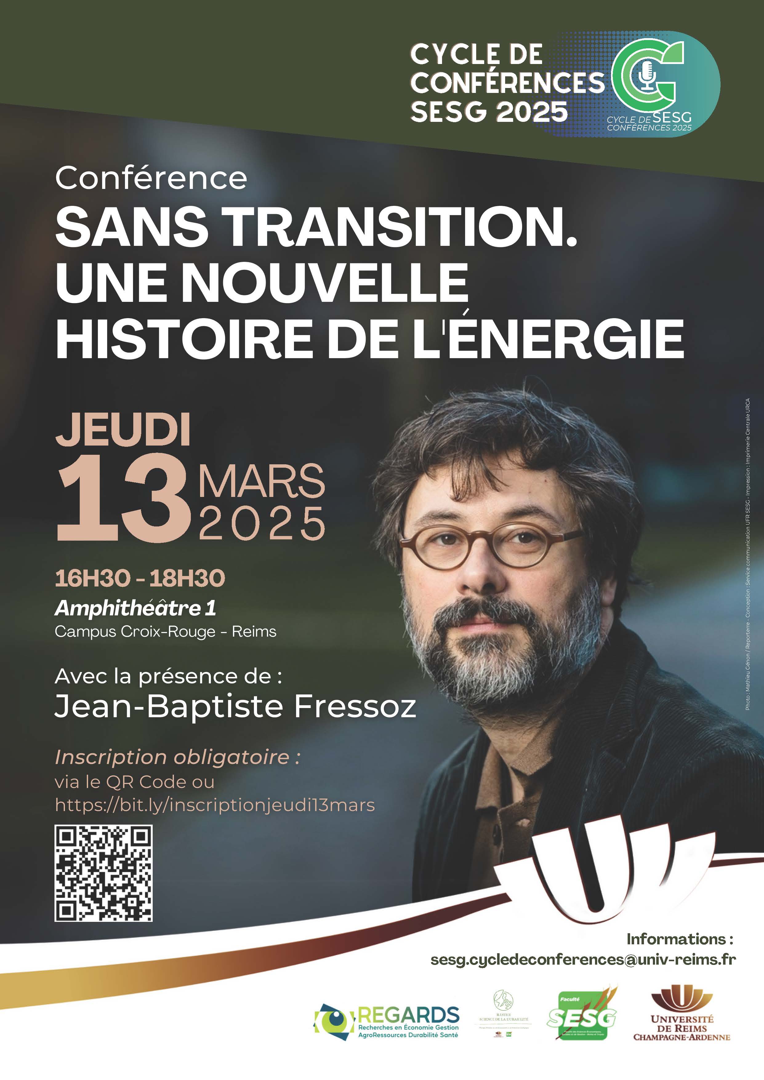 Affiche Conférence : Sans transition. Une nouvelle histoire de l’énergie - Jean-Baptiste Fressoz