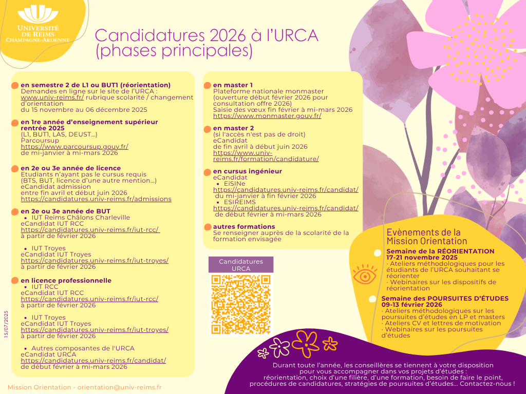 Calendrier de l'orientation
