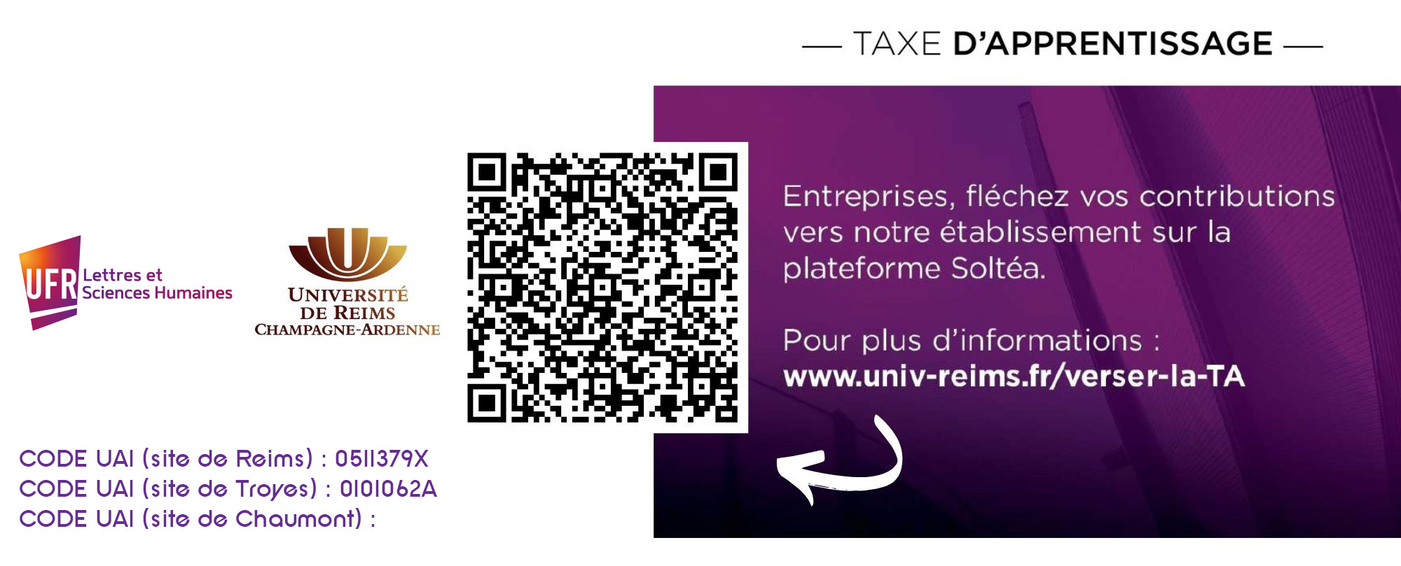 Bandeau QR Code Taxe d'apprentissage Bandeau QR Code Taxe d'apprentissage