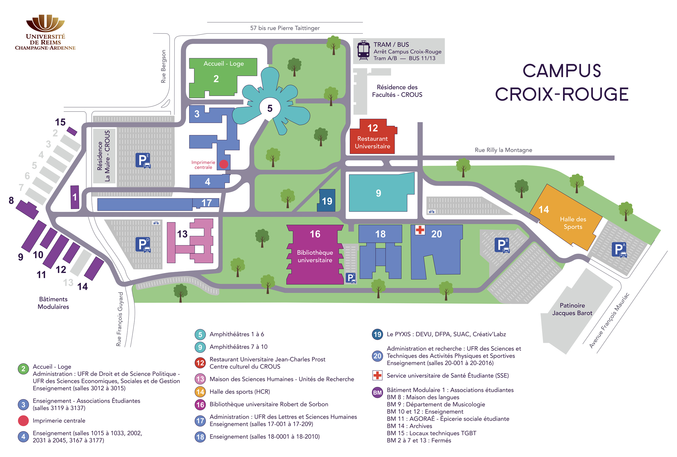 Plan du campus Croix-Rouge