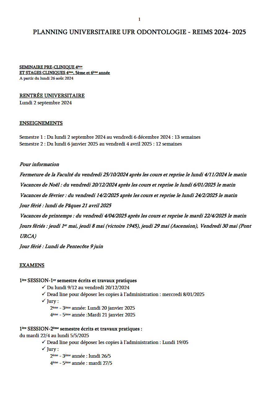 Calendrier universitaire 2024 2025 page 1