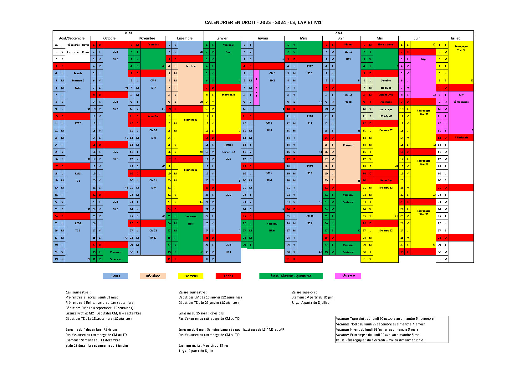 Calendriers de l'année 20232024