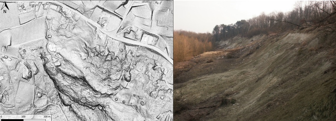 Image Lidar (à gauche) et glissement de terrain de Rilly-la-Montagne (à droite)