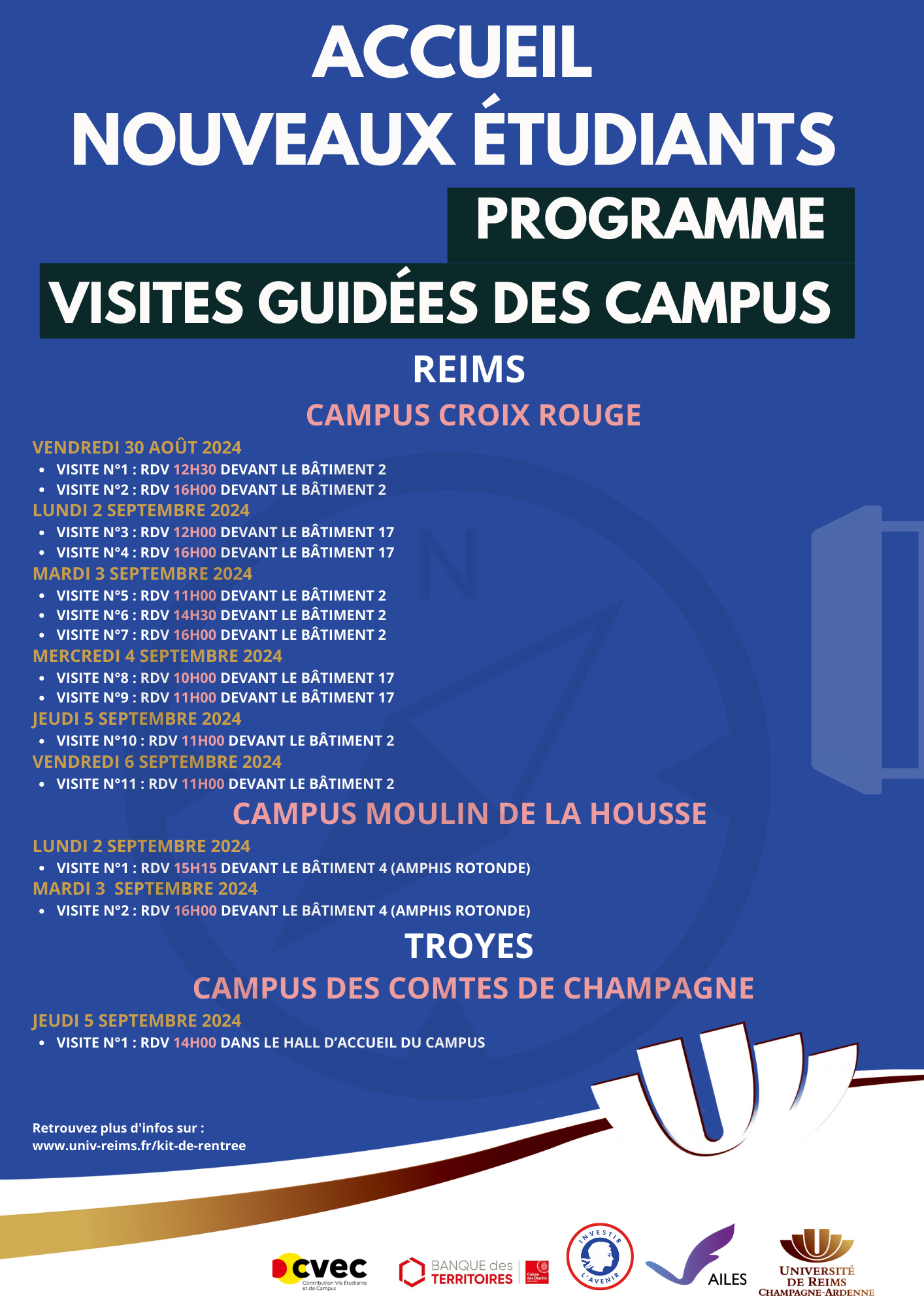 Programme visites guidées des campus