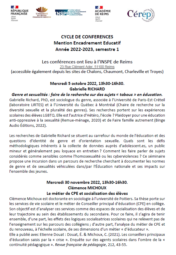 Cycle de conférences MEEF