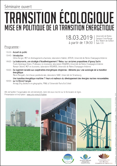 Affiche séminaire "Mise en politique des transitions énergétique"
