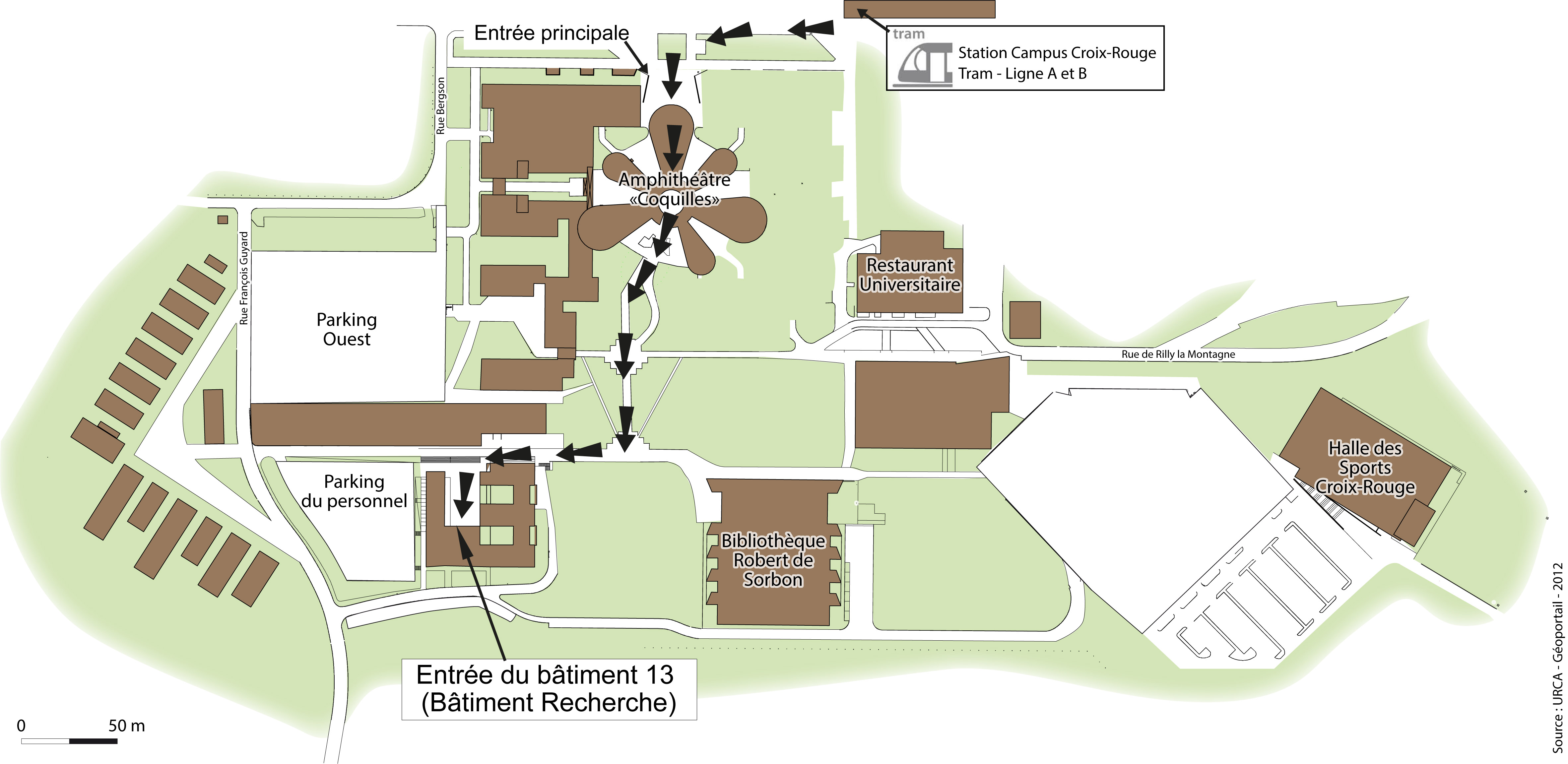 Plan du campus Croux-Rouge - Reims
