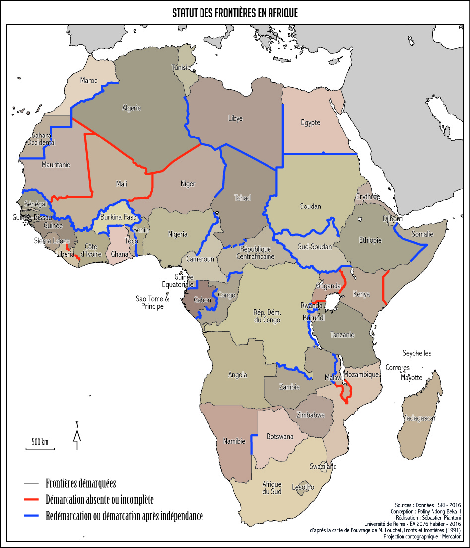 Carte des statuts des frontières en Afrique