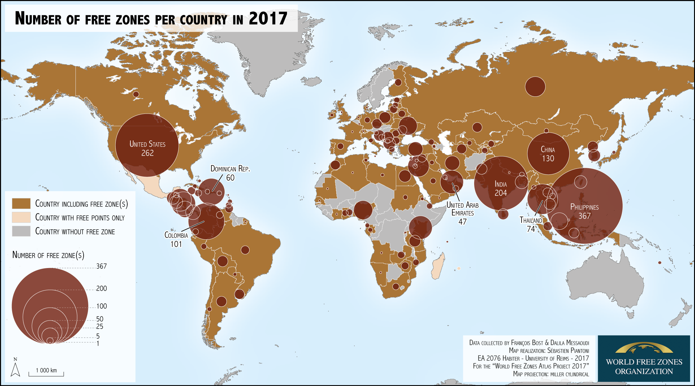 Carte des zones franches par pays dans le monde