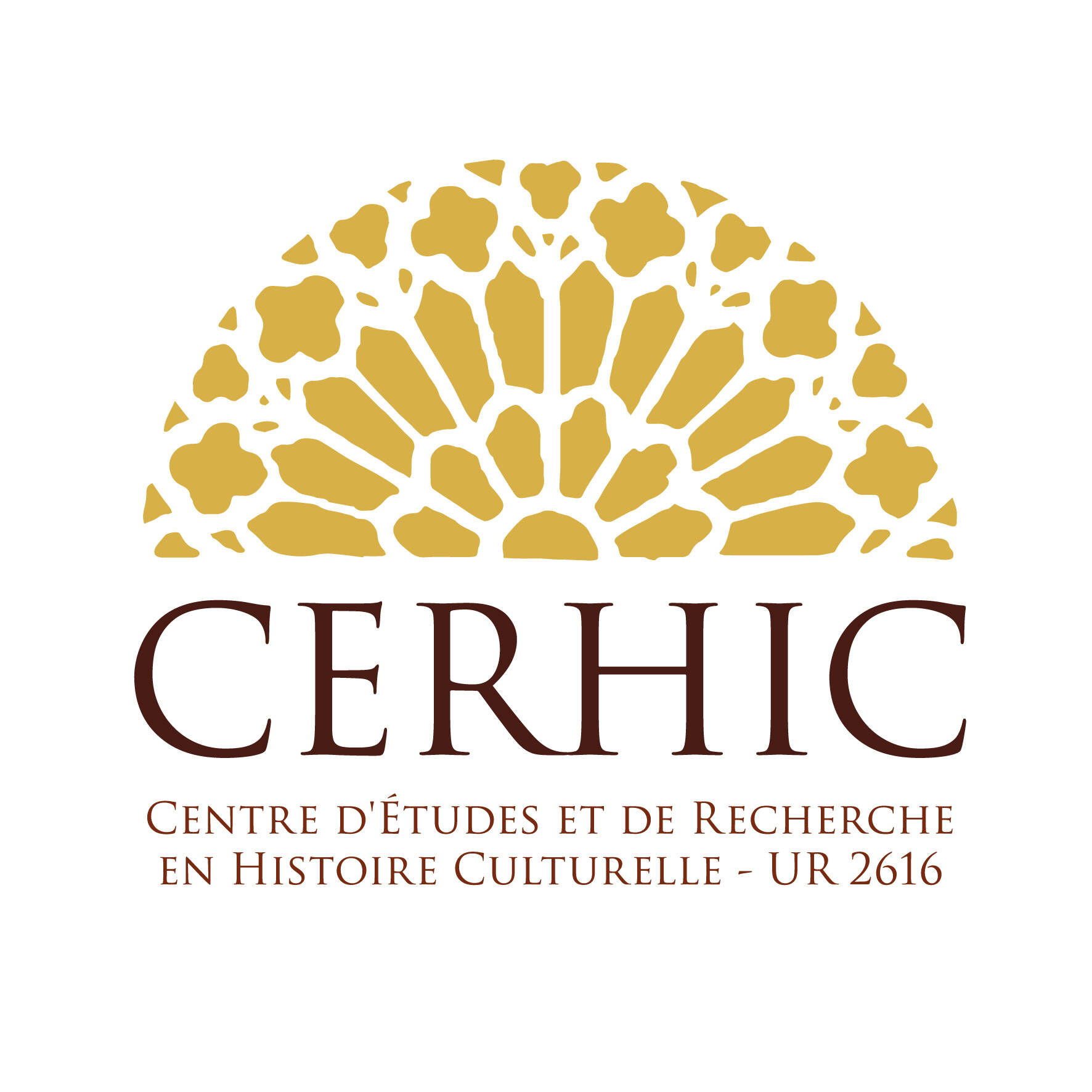 logo du CERHIC (demi-rosace de la cathédrale surmontant l'acronyme du labo)
