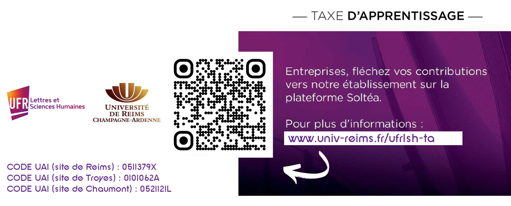 Bandeau QR Code Taxe d'apprentissage