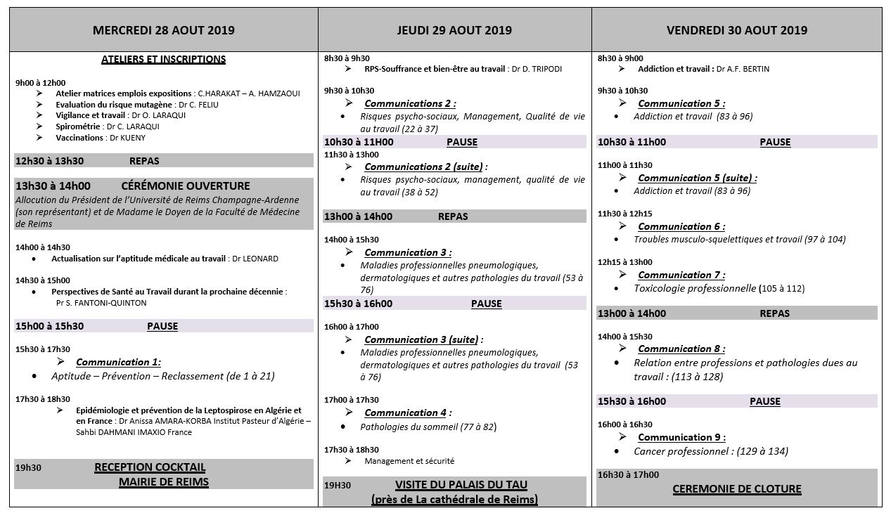 Pré programme du colloque