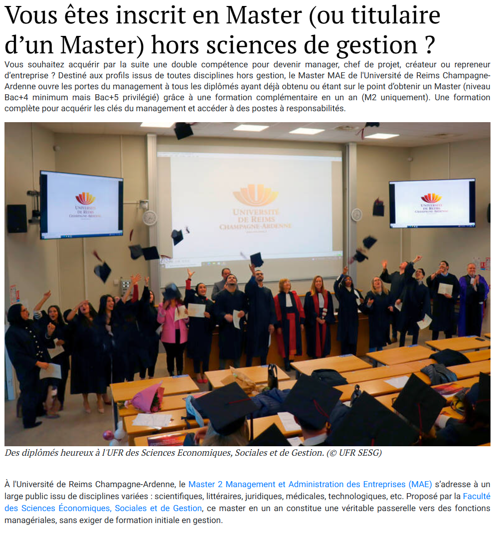 L’UFR SESG à l’honneur dans L’Hebdo du Vendredi !